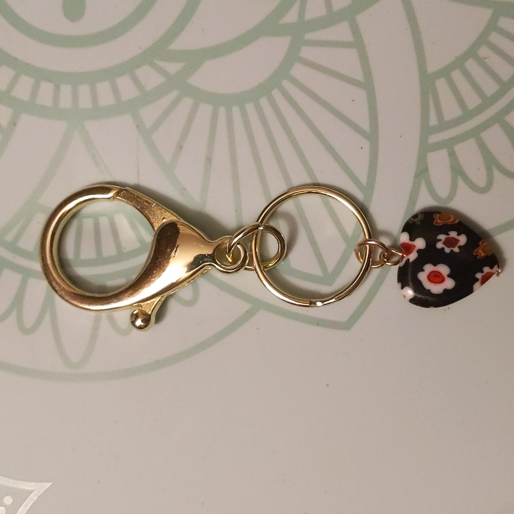 Heart with flowers keychain/bag charm